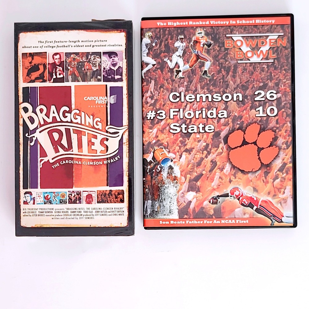 Clemson Tigers Football VHS DVD Bundle Bragging Rites Bowden Bowl V Orange Good